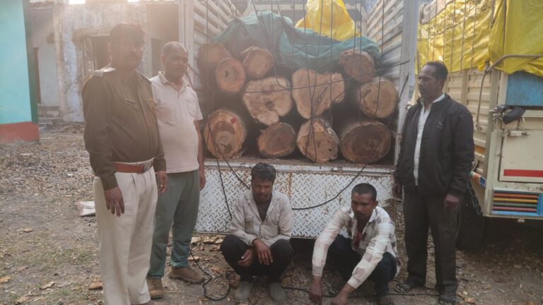 मानपुर वन परिक्षेत्र मे सागवान तस्कर सहित पिकअप वाहन जब्त, चार आरोपी गिरफ्तार